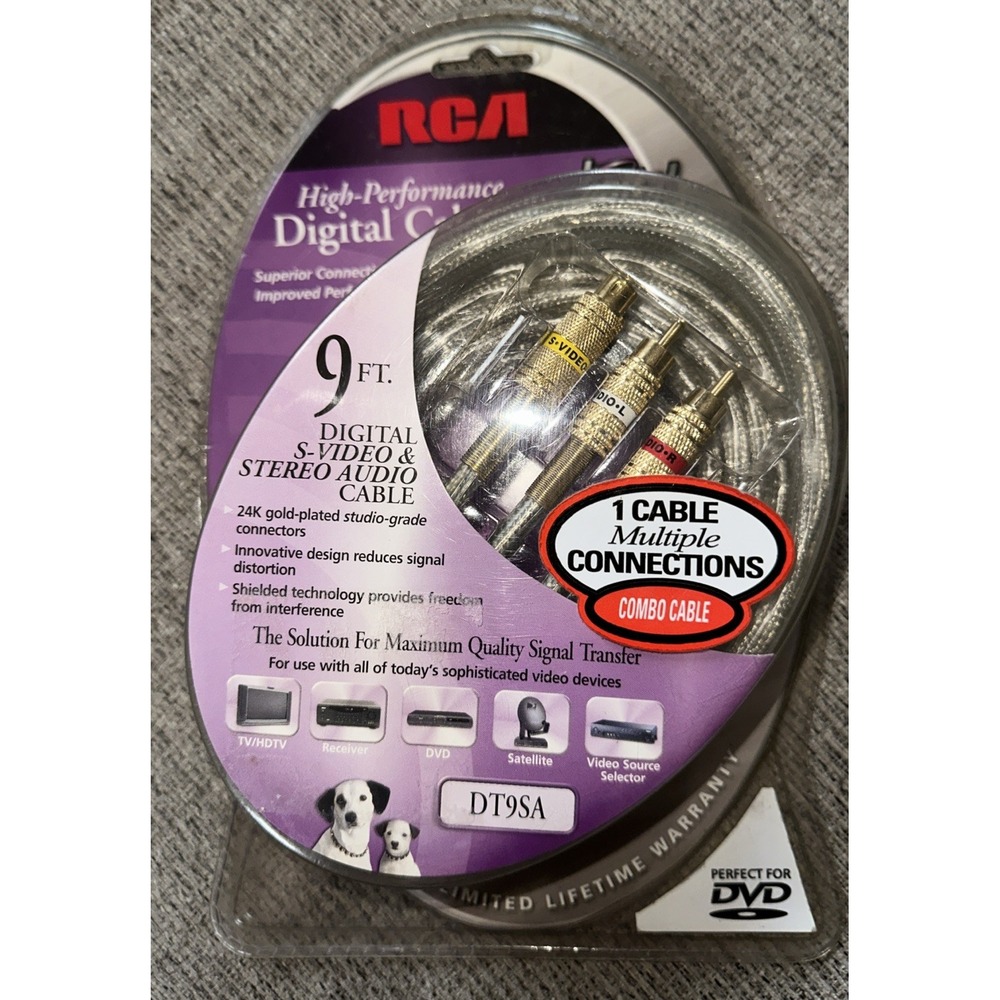 RCA High-Performance Digital Video Audio Cable DT9SA 9ft 24k‎ Gold-Plated Studio
